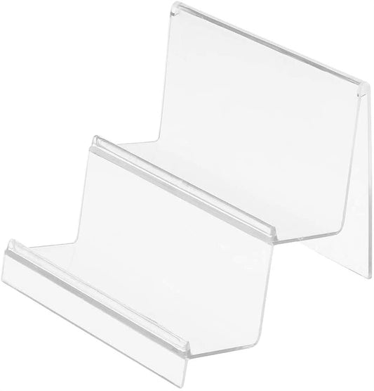 Clear Acrylic Desktop Wallet Storage Rack and Display Stand, Tiered Shelf and Purse Organizer for Handbags and Clutches, Durable and Decorative Holder for Retail and Home Use