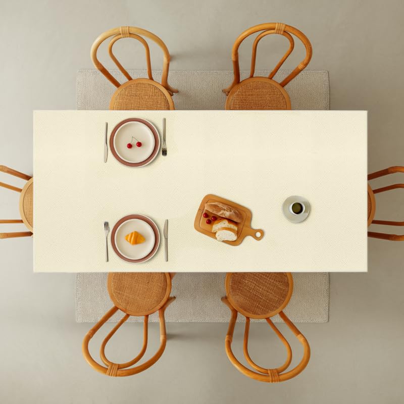 INtex Home Waterproof Tablecloth, Daniella Geometric Pattern Rectangle Table Cover, Stain Resistant Wipeable Fabric for Kitchen Dining Table, 1 Piece - Geometric Maze - Off-White - 200 x 270 cm