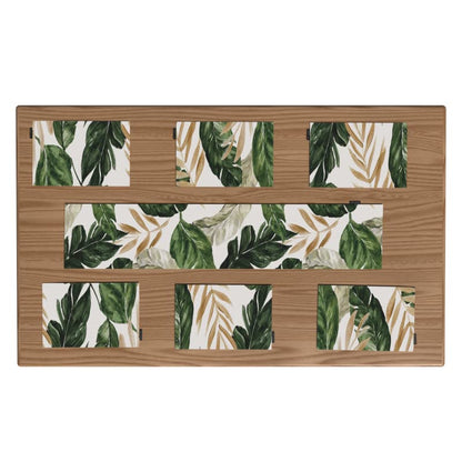 Canvas Richy Leaf Placemats, Set of 6 Durable Table Mats in Green, White & Gold, each 45x30 cm, Washable and Heat-Resistant for Protecting your Dining Table with a Botanical Style