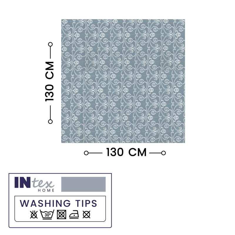 INtex Home Linen-Look Tablecloth, Elegant Meadow Breeze Printed Design, Wrinkle-Resistant Fabric for Dining Room Occasions Events and Everyday Use, 1 Piece - 130 x 200 cm - Petrol Blue