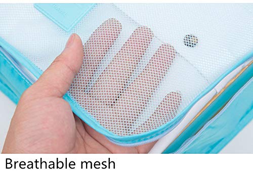 Dragon 6 in 1 Luggage, shopping Bags Compression Luggage Organizer Travel Cubes Packing 6 Units (3 Mesh Bag, 3 Laundry Bag),Suitcase Organizers Travel Ideal for Organizing Hand Suitcases - Pink