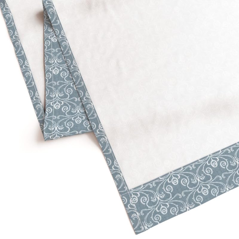 INtex Home Linen Curtain Panel, Meadow Breeze Printed Light-Filtering Fabric with Back Tab Hanging, Elegant Rustic Style for Living Bedroom or Dining Room, 1 Pc - 135 x 230 - Petrol Blue