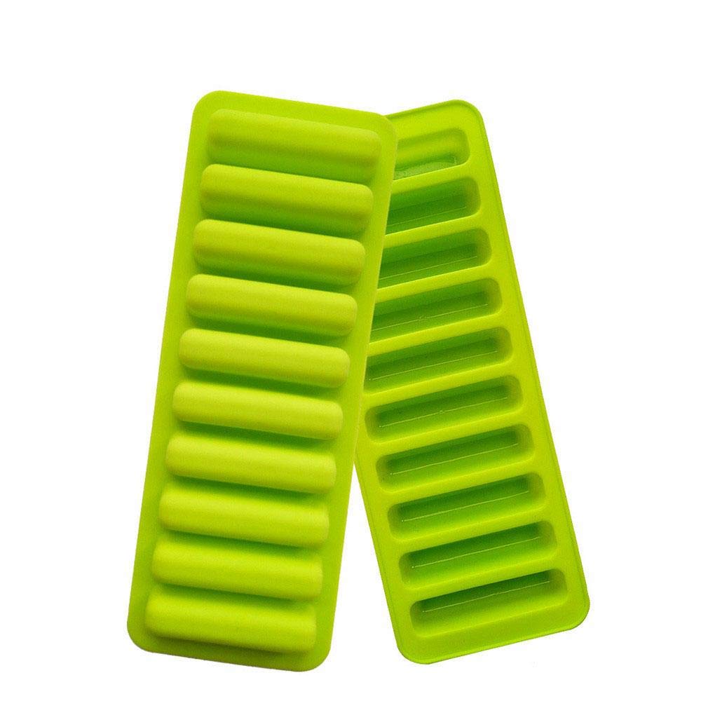 10 Grids Cylinder Silicone Ice Cube Tray Green Jelly Chocolate Cookie Mold