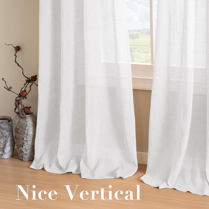 INtex CURTAINS House Semi-Transparent Linen Sheer Curtain, Lightweight Fabric with Steel Grommets, Elegant One Piece Window Panel for Living Room or Home Décor - 400 W x 270 L - Café