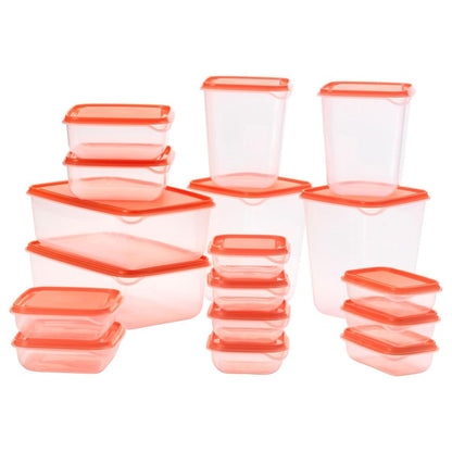 PRUTA Storage Accessory Food Container (Transparent and Orange) - Set of 17