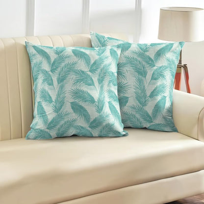 INTEX HOME Linen Velvet Cushion Set, Bella Leaf Pattern, Premium Soft Fabric, 40×40 cm, Turquoise, Elegant Living and Dining Room Decor, Comfortable and Durable Accent Pillows, 2 Pieces