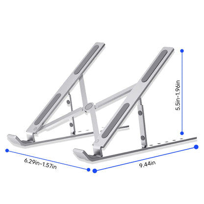 Yaqoot Adjustable Aluminum Laptop Stand - Foldable Riser for 7-15.6 Inch Tablets and Notebooks - Portable Holder