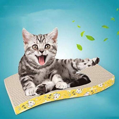Cat Scratching Board S-Curved Corrugated Cardboard Scratcher with Catnip, Durable Scratching Pad for Kittens & Cats, Protects Furniture