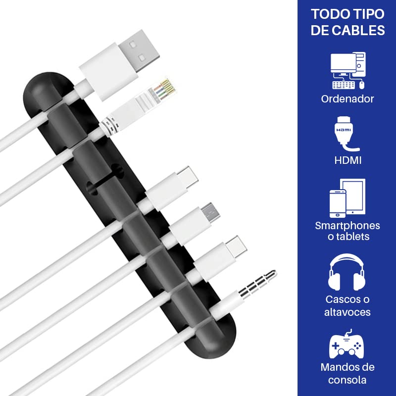 Todotumovil Silicone Cable Organizer Cable Holder for Mouse Keyboard and Headphones with Flexible USB (for 7 Cables) –