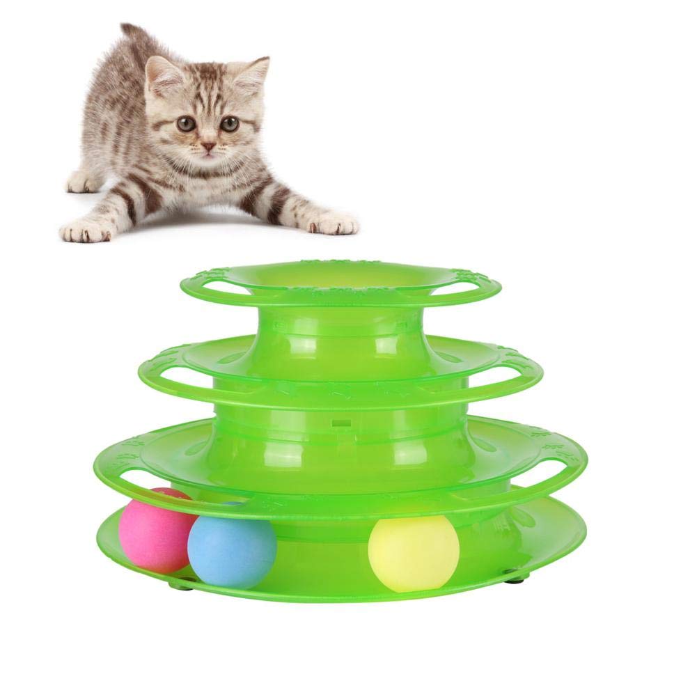 Pet Toys Cat Dog Interactive Tower of Tracks Pet Crazy Ball Disk Toy Green