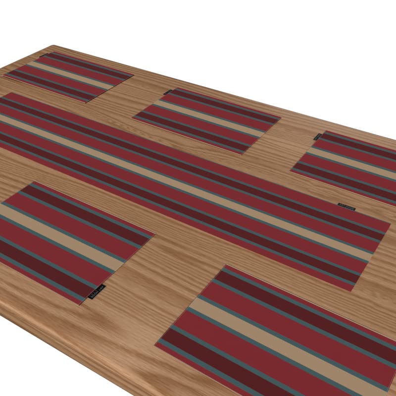 مجموعة مفارش طاولة قماشية من لونجو مكونة من 6 قطع، مفارش طاولة فنية متعددة الألوان، كل منها 45 × 30 سم، متينة وقابلة للغسل بتصميم تجريدي عصري لحماية طاولتك بأسلوب معاصر.