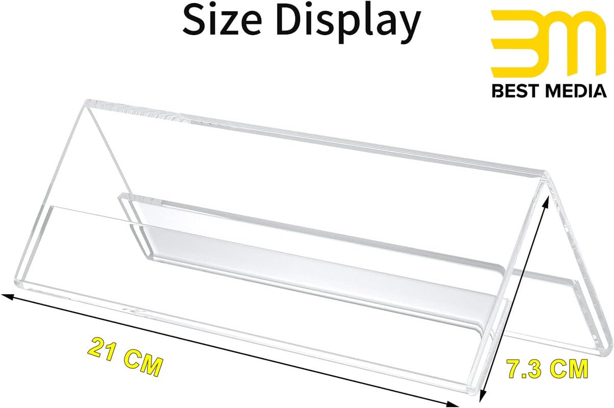 12 Pack Acrylic Name Plates for Desk, 21x7.3 CM, Clear Tent Sign Holders, Double-Sided Reusable Display Stands for Office, Classroom, and Conference Events