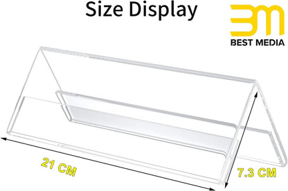 12 Pack Acrylic Name Plates for Desk, 21x7.3 CM, Clear Tent Sign Holders, Double-Sided Reusable Display Stands for Office, Classroom, and Conference Events