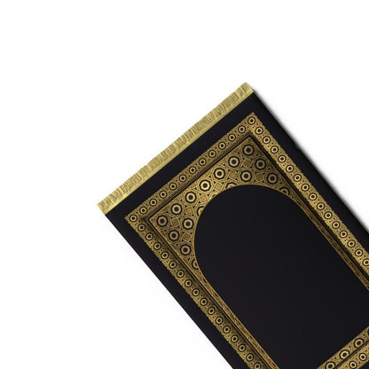 Elegant Velvet Padded Prayer Rug in Gold and Black, 68x117 cm, a soft and comfortable mat with plush cushioning, perfect for enhanced support and a luxurious feel during prayers