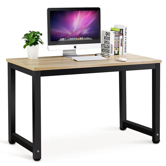Computer Desk,100cm Computer Table PC Laptop Modern Study Table, Office Desk Workstation for Home Office with Extra Strong Legs,Writing Desk,Beige