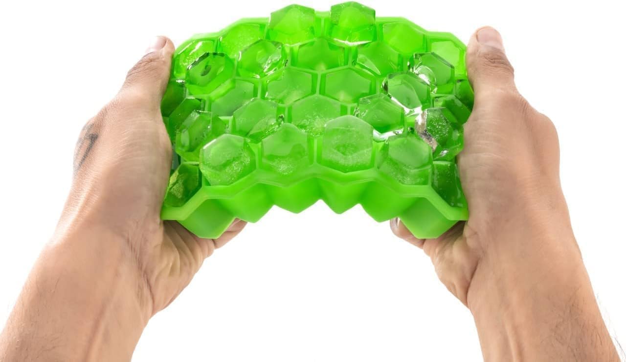 Windpas Honeycomb Rubber Silicone Ice Cube Mold with Lid 37 Holes, Flexible and Soft for Freezer for Small Blocks (Multicolor) (1)