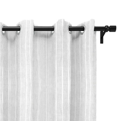 Intex CURTAINS HOUSE Natural Semi Sheer Linen Curtains for Living Room – Light Filtering Drapes with Steel Grommets and Random White Stripes, One Panel - Off-White - 200W x 230L CM