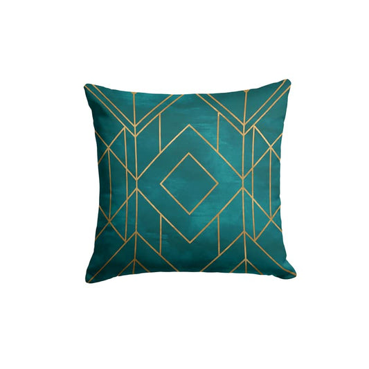 Canvas Golds Teal Cushion Cover in Green & Gold, 40x40 cm, a durable decorative pillow with a stunning color combination, perfect for an elegant, modern, or art deco-inspired room