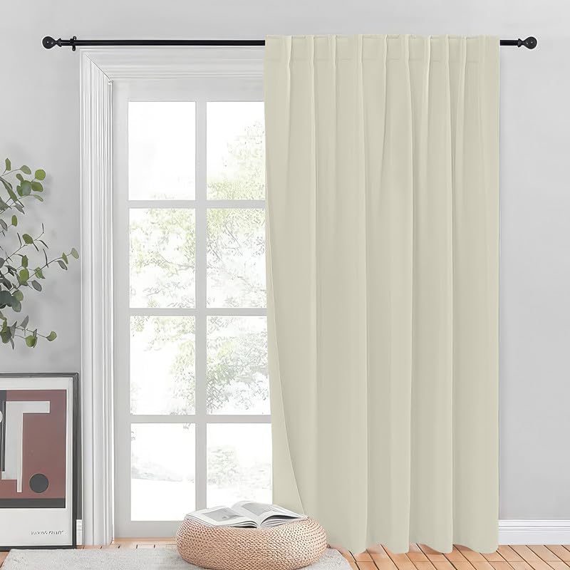 INtex CURTAINS HOUSE Blackout Blinds for Sliding Doors – Thermal Insulated Wide Curtains, Room Darkening, Blind Glass Doors, Two Hanging Options, Modern Design - Cappuccino 150 W x 230 L