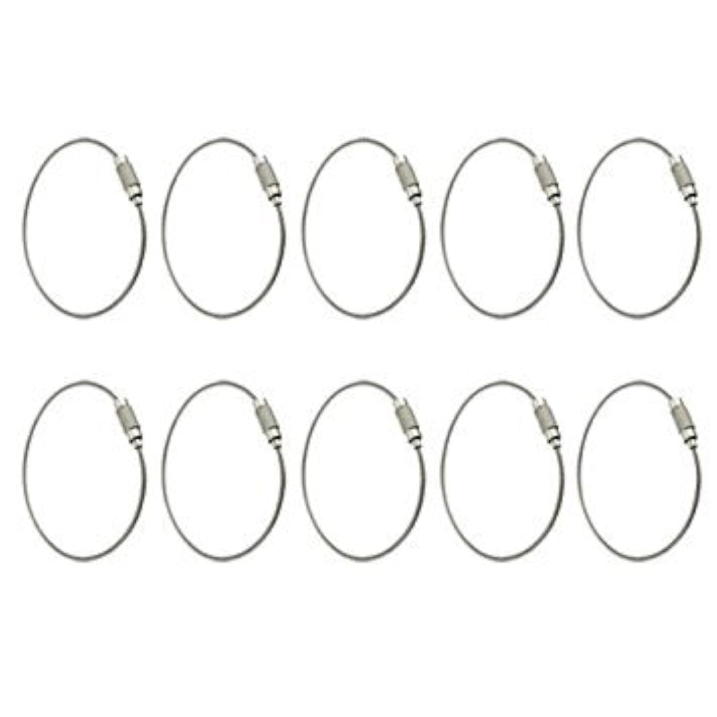 10pcs Stainless Steel Wire Keychain Cable Keyring Twist Barrel, Metal, Silver, 15 x 4.8 x 1 cm