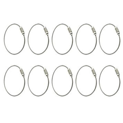 10pcs Stainless Steel Wire Keychain Cable Keyring Twist Barrel, Metal, Silver, 15 x 4.8 x 1 cm