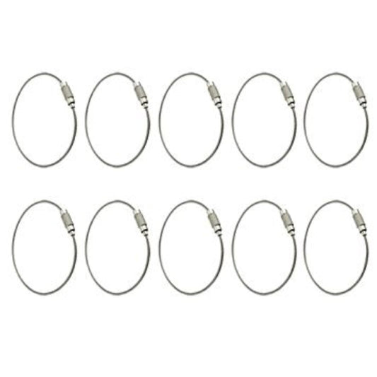 10pcs Stainless Steel Wire Keychain Cable Keyring Twist Barrel, Metal, Silver, 15 x 4.8 x 1 cm