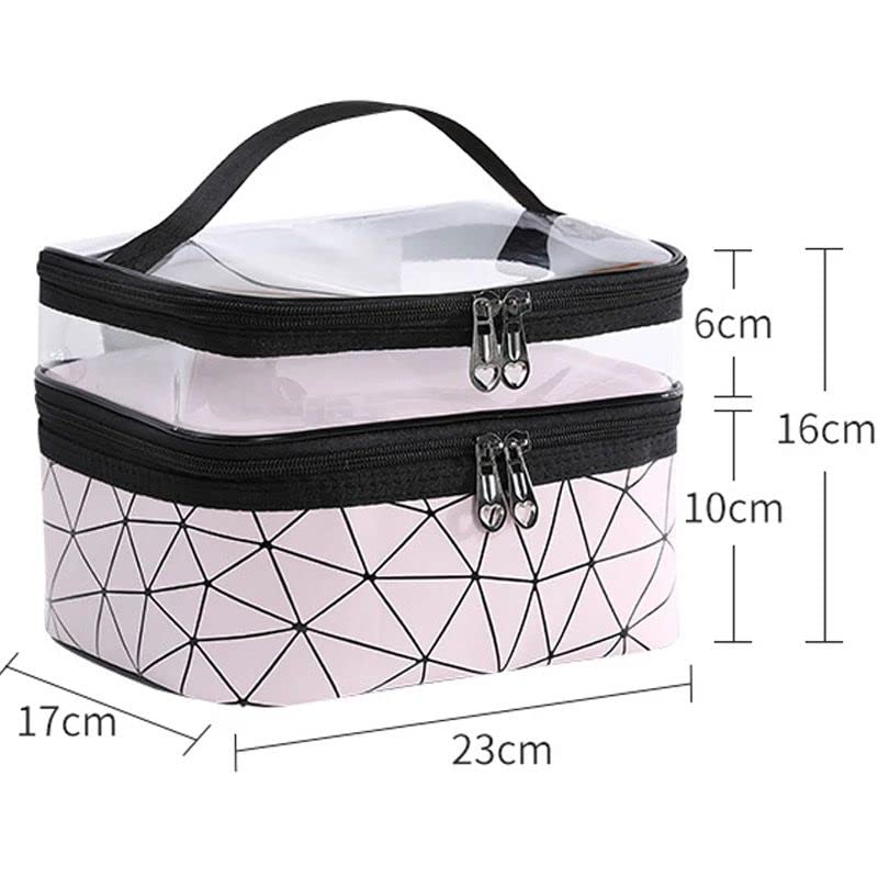 Women's Waterproof 2-Layer PU Cosmetic Organizer Box (Silver)