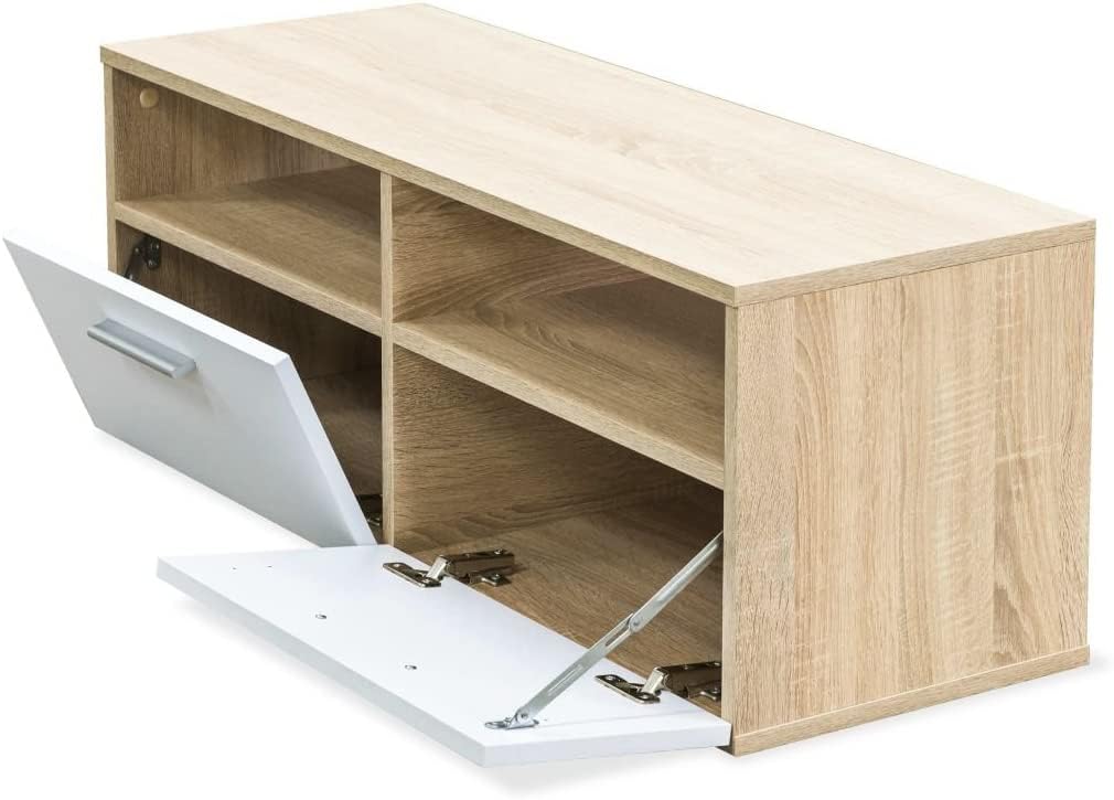 TV Unit in a Clean White Finish, Contemporary Entertainment Center Media Console Suitable for s and minimalist Decor, Simple and Elegant Living Room Furniture