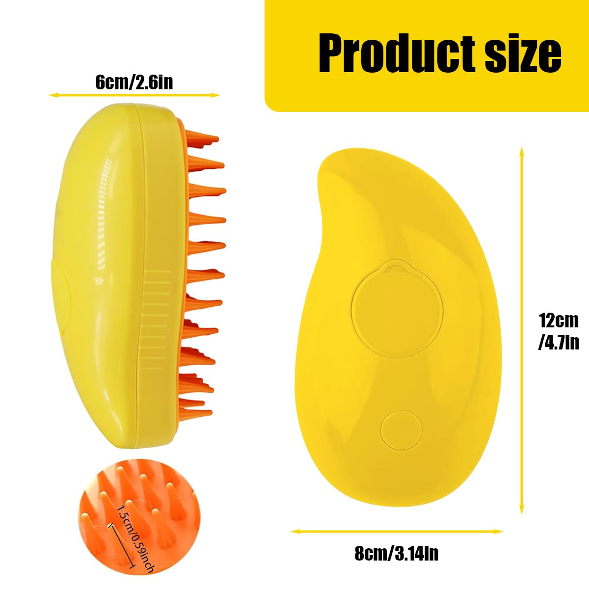 LEERMEIZI Steam Brush for Cats and Dogs, 3-in-1 Steam Brush for Cats, Cat Brush with Steam, Steam Brush for Dogs, Pet Grooming (Yellow)