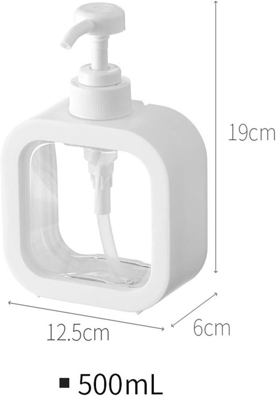 Augous 2 Pack 500ml Square Clear Soap Dispenser Bottle Refillable Bathroom Soap Dispenser for Lotion, Shampoo, and shower gel
