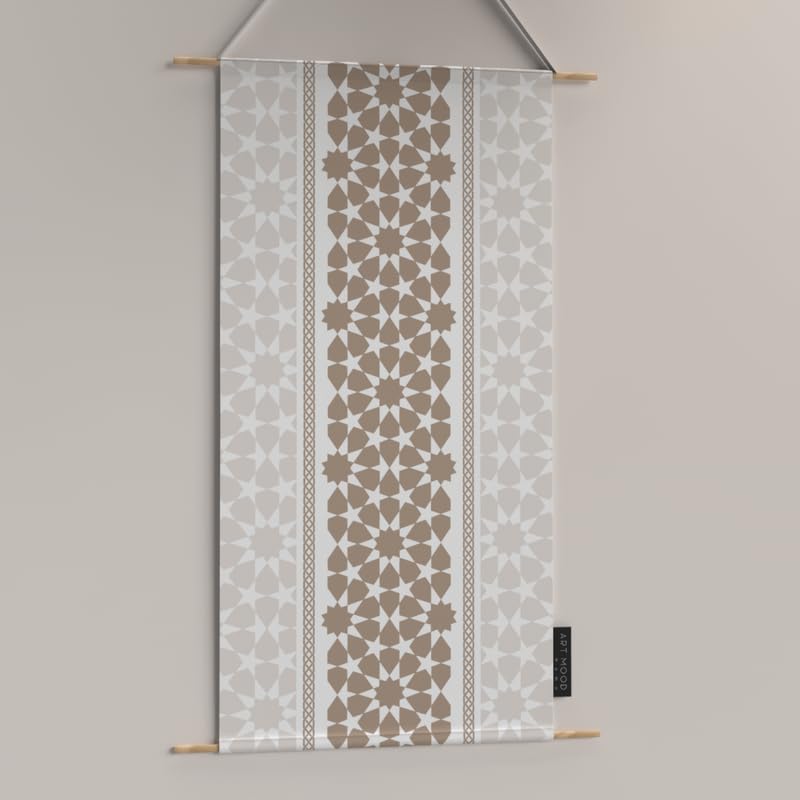 Ramadan's Unique Oasis Velvet Fabric Posters Set, a Wall Art Decor Kit for Festive Home Decor, Beige & White, a Beautiful Islamic Design for Living Room or Bedroom during Ramadan