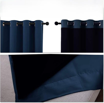 INtex CURTAINS HOUSE 100% Blackout Curtains - Double Layer Drapes for Full Darkness & Energy Saving Blocking Window Panels for Bedroom, Living Room & Office Grey 150W X 260L CM