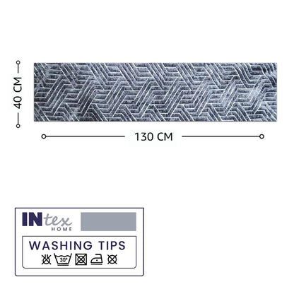 INtex Home Table Runner, Nadia’s Geometric Design in Heavy Duty Velvet Linen Fabric, Elegant Rectangular Accent for Reception Living Room or Special Occasions - 1 Pc- 40 x 130 cm - Café