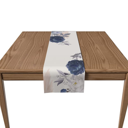 Canvas Bloom Runner in Blue & White, a Durable Decorative Centerpiece with a Fresh Floral Design, 35x140 cm, perfect for adding a Touch of Elegance and Serenity to your Dining Table