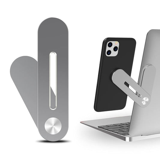 YONJILA Side Mount Clip on Laptop for Phone, Aluminum Alloy Computer Expansion Bracket with Rotatable Angle Adjustment, Foldable, Phone Holder Stand for Laptop Same Screen for All Smart Phones