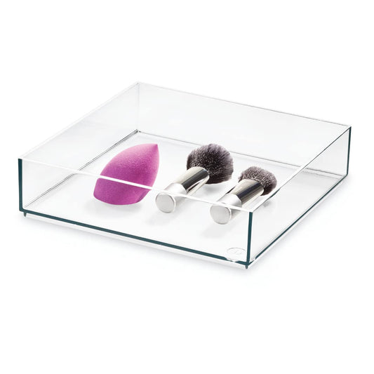 Clear Acrylic Makeup Storage Drawer, Large Square Organizer Tray for Beauty Products and Cosmetics, 20.3 x 20.3 x 5 cm