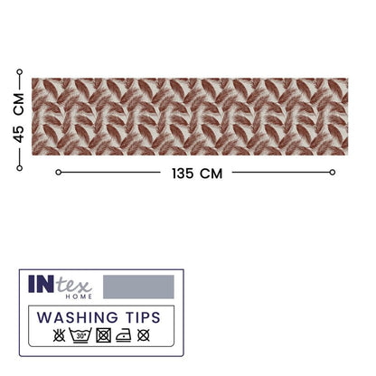 INTEX HOME Linen Velvet Table Runner, Bella Leaf Pattern, Premium Soft Fabric, 45W×135L CM, Turquoise, Elegant Dining and Living Room Decor, Luxurious Protection for Daily Use and Special Occasions