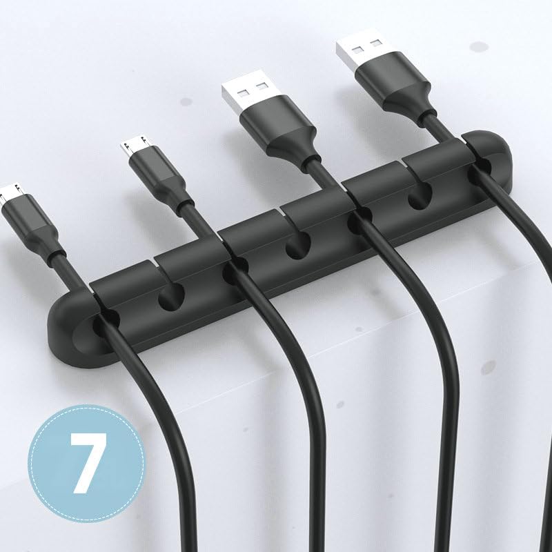 Genérico Cable Holder, 3 Pcs Self-Adhesive Silicone Cable Organizer, Durable Cable Clips for Management of USB Charging Cables for Desk or Office