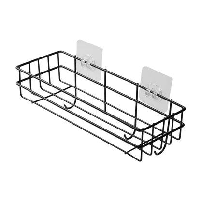 LEMBOSE Copper Shower Caddy Shelf – 2-Pack Black Adhesive Wall Mount Bathroom Organizer with 4 Hooks – No-Drill Rustproof Storage Rack for Shampoo, Toiletries, Kitchen & Corner Use.
