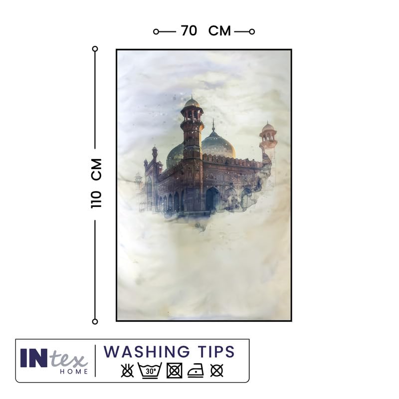 INtex Home Prayer Rug, Luxury Velvet Fabric with Digital Print, Soft Comfortable Islamic Mat for Daily Prayers, Elegant Lightweight Foldable for Mosque or Home Use - Modern Design