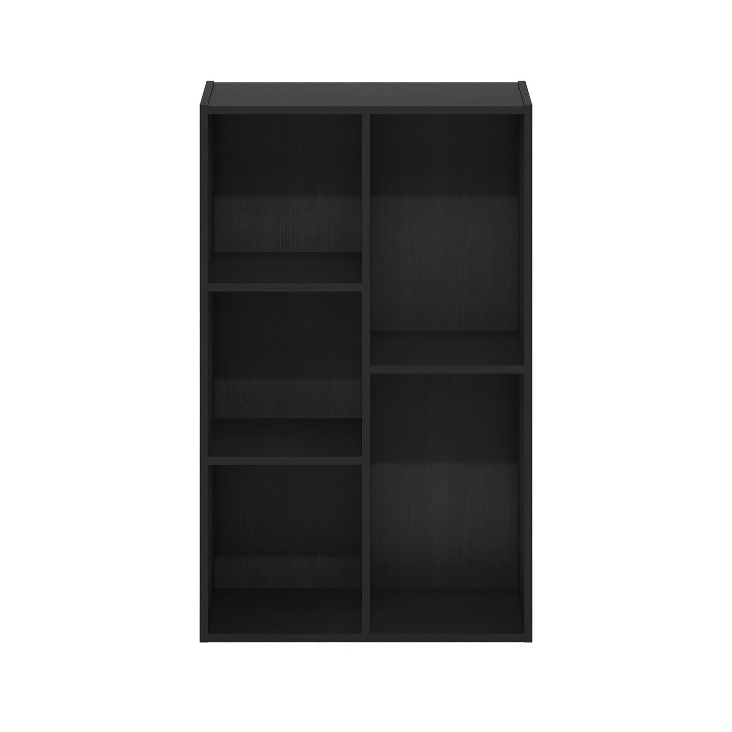 5-Tier Narrow Vertical Wall Unit, Tall Column Floating Storage Organizer and Utility Shelf for Bedroom or Living Room, Space-Saving Design in a White Laminate Finish