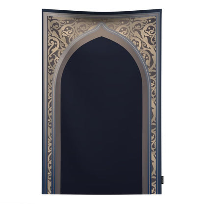 Al-Hedaya Waterproof Prayer Mat, a Durable Rug in Blue & Beige from Wipeable Material, 68x117 cm, for Comfortable Prayer, an Easy-to-Clean Salah Mat for Outdoor, Indoor, and Travel