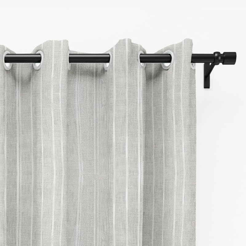 Intex CURTAINS HOUSE Natural Semi Sheer Linen Curtains for Living Room – Light Filtering Drapes with Steel Grommets and Random White Stripes, One Panel - Off-White - 200W x 230L CM