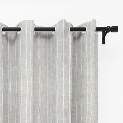 Intex CURTAINS HOUSE Natural Semi Sheer Linen Curtains for Living Room – Light Filtering Drapes with Steel Grommets and Random White Stripes, One Panel - Off-White - 200W x 230L CM