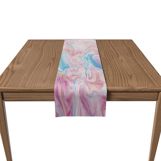 Velvet Pinky Marble Runner, a Plush Decorative Centerpiece with a Trendy and Elegant Pink Marble Pattern, 35x140 cm, Multicolor, a Chic and Luxurious Accent for Modern Dining Decor