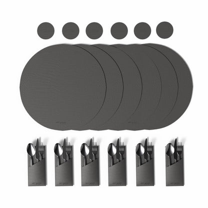 Leather Placemat Set with Coasters And Holders - Faux Leather Dining Table Protection - Heat And Scratch Resistant
