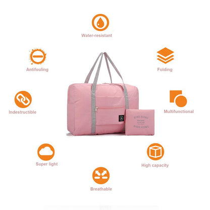 Foldable Travel Duffel Bags, 2-Pack Lightweight & Waterproof Luggage for Sports, Gym, and Vacation, Expandable Carry-On Overnight Bags for Women, Includes Light Blue & Pale Pink