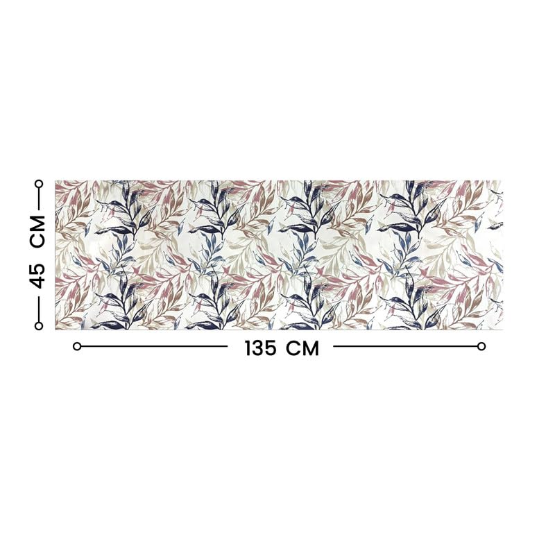 INtex HOME Linen Velvet Table Runner, 45 x 130 cm, Modern Leaves Design, Elegant Rectangular Tablecloth for Dining, Living Room and Kitchen, Soft, Durable - Café x Brown - Single Piece