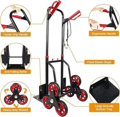 CROWN CTT-SA150 Stair Climber Hand Truck Dolly, Cart for Shopping, Heavy Duty Stair Climber Dolly with Adjustable Telescoping Handle，6 Durable Rubber Wheels by circle tools