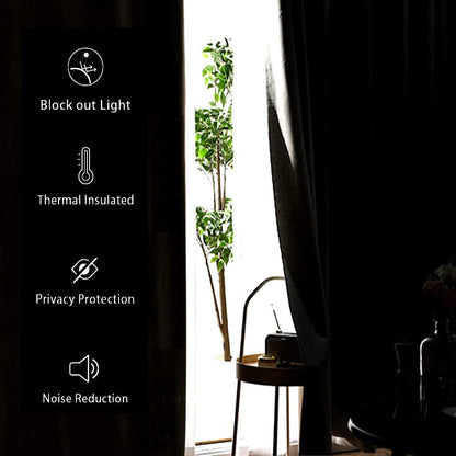 Blackout Curtains with Tiebacks - Thermal Insulated, Light Blocking and Noise Reducing Grommet Curtain Drapes for Bedroom and Living Room, Set of 2 Panels,